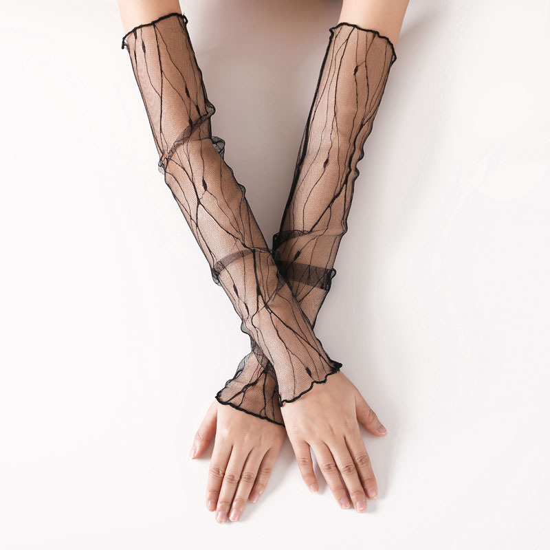Cycling Glove Padded - ถุงมือครึ่งนิ้วแขนยาวสำหรับผู้หญิง, ถุงมือปั่นจักรยานแขนยาวกันแดดกลางแจ้งแขนตาข่าย